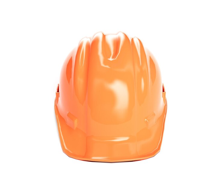 Capacete de construção laranja. Renderização 3D em fundo branco