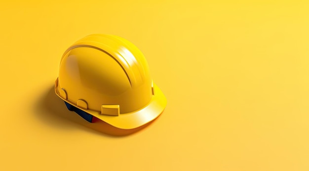 capacete de segurança amarelo em fundo amarelo vista isométrica IA generativa