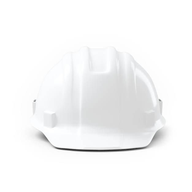 Foto capacete de segurança de plástico sobre fundo branco. renderização em 3d