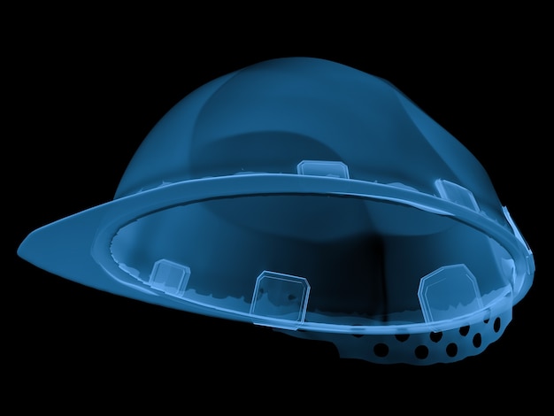 Capacete de segurança de raio x de renderização 3d isolado no preto