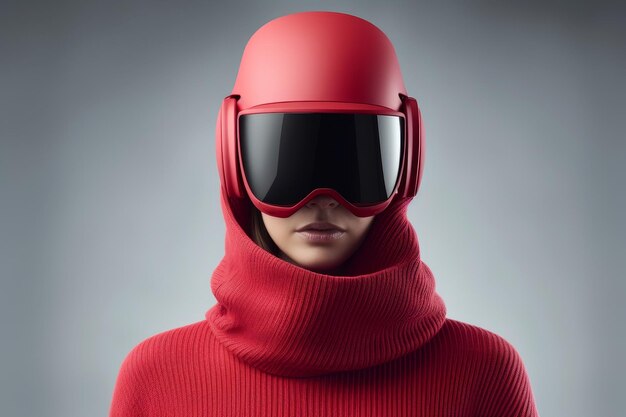 capacete de segurança futurista para snowboard e esqui em fundo rosa equipamentos de esportes de inverno