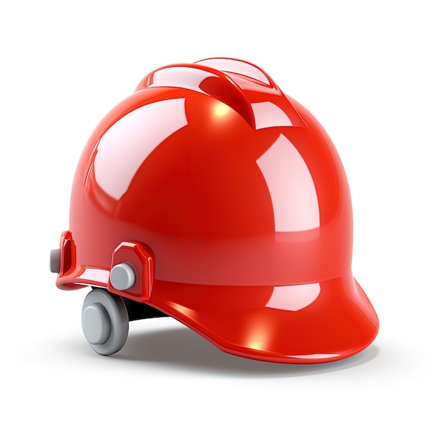 capacete de segurança vermelho no dia do trabalho de fundo branco isolado