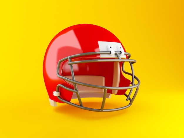 Capacete do vermelho do futebol americano 3d. Conceito de esporte.