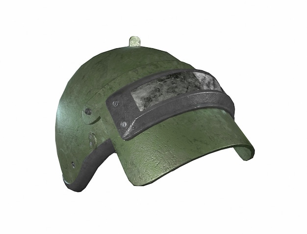 Capacete militar antigo isolado em renderização 3d branca