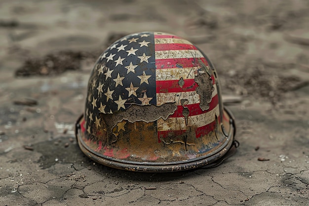 Foto capacete militar vintage patriótico
