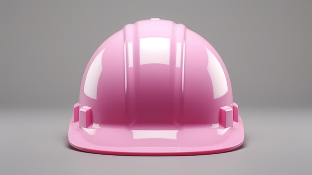 Capacete rosa de segurança ousado em um fundo cinza claro