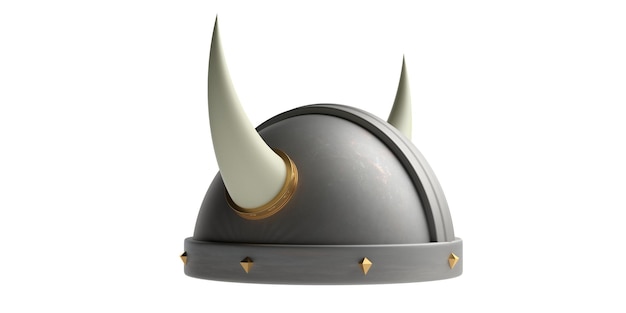 Foto capacete viking com recorte isolado de chifres contra ilustração 3d de fundo branco