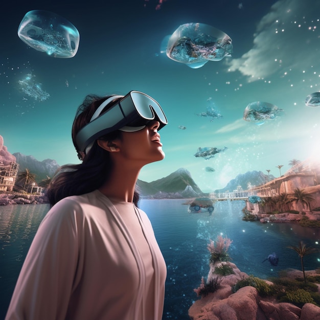 Foto capacetes de realidade virtual tecnologia de realidade aumentada