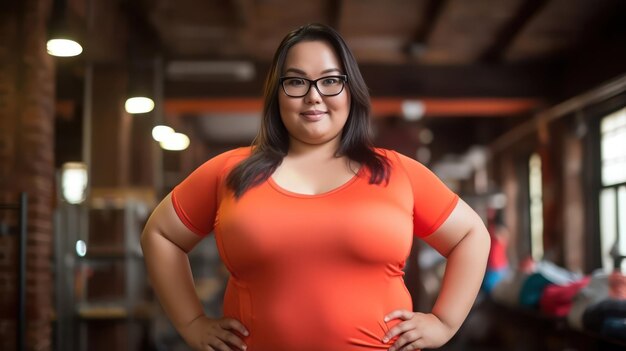 Foto capacitação na academia para mulheres asiáticas plus size