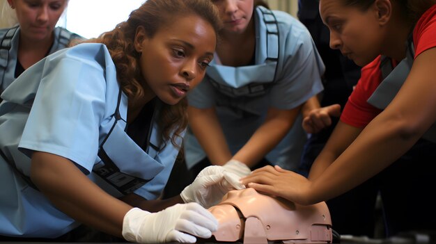 Foto capacitando a segurança com o dia de primeiros socorros em ação