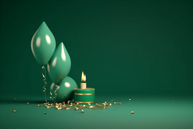 Foto capas de fiesta de cumpleaños sopladores y velas en fondo azul y verde velas de cumpleañas en fondo azul