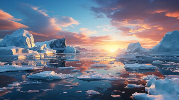 Las capas de hielo se derriten en el océano Ártico
