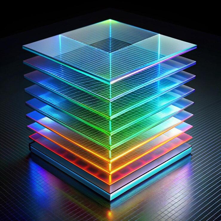 Foto capas holográficas vista en 3d de las capas holgráficas holo abstracto papel de pared 3d único