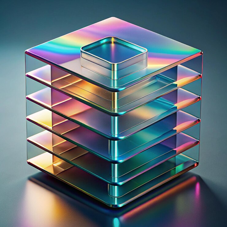 Foto capas holográficas vista en 3d de las capas holgráficas holo abstracto papel de pared 3d único