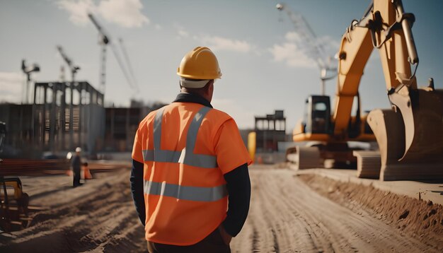 Capataz de escena de construcción cinematográfica en medio del lugar de trabajo