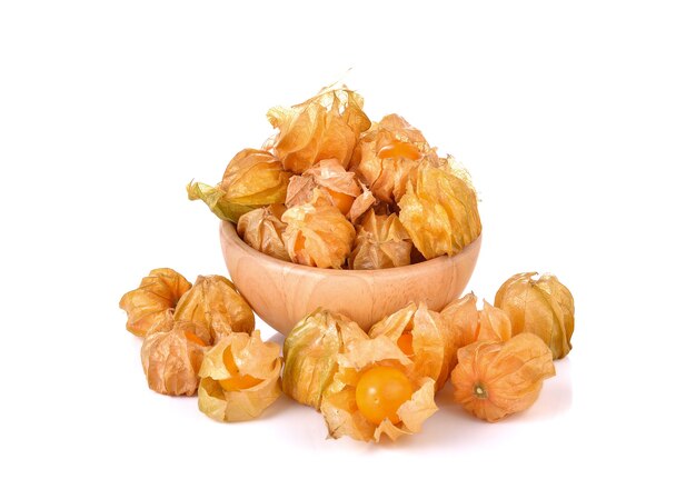 Cape Gooseberry en pared blanca