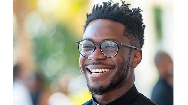 Foto capellán sonriente en la cabeza