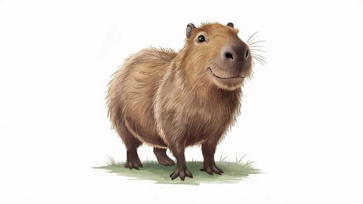 Foto capibara aislado en fondo blanco