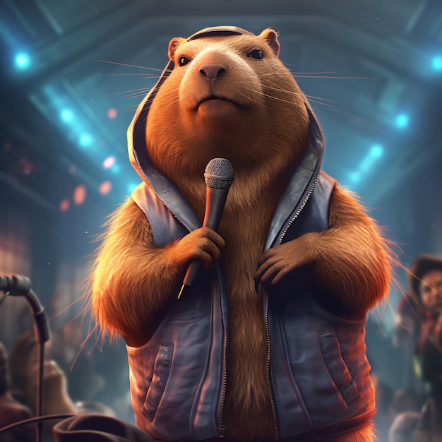 Capibara als Hip-Hop-Star in einem Club