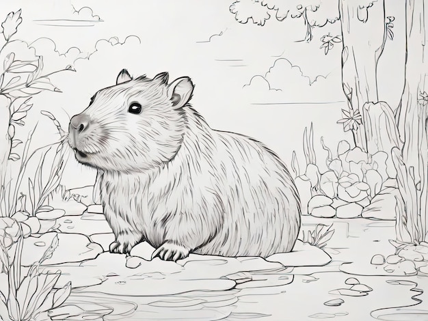 Foto capibara es un animal gracioso un dibujo de un mamífero lindo