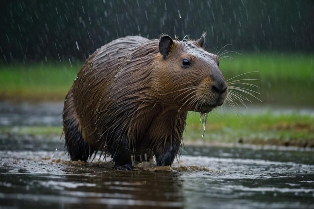 Capibara na chuva
