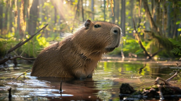 Foto capibara na natureza