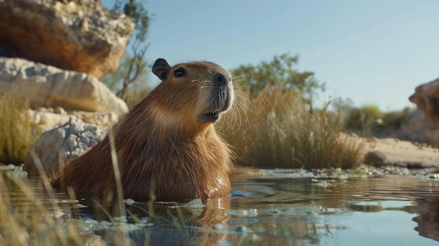 Foto capibara na natureza