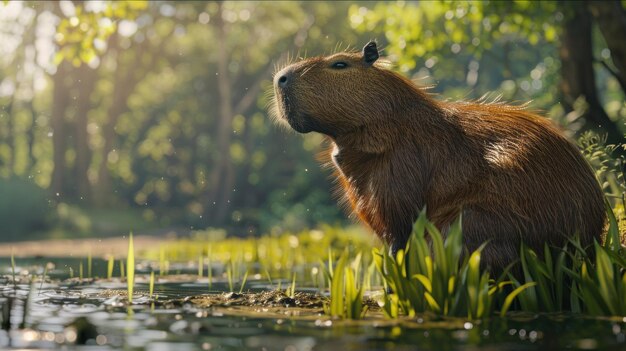 Foto capibara en la naturaleza