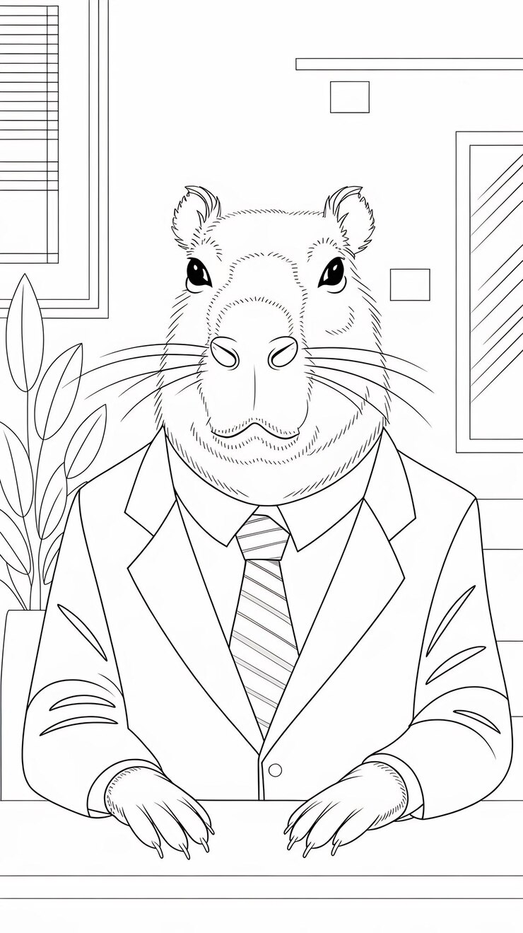 Foto capibara en un traje de negocios animal ilustrado por un hombre de negocios