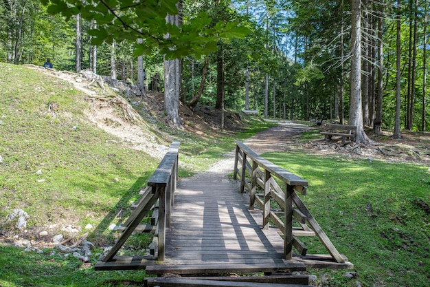 Capilla rusa de madera en el bosque kranjska gora