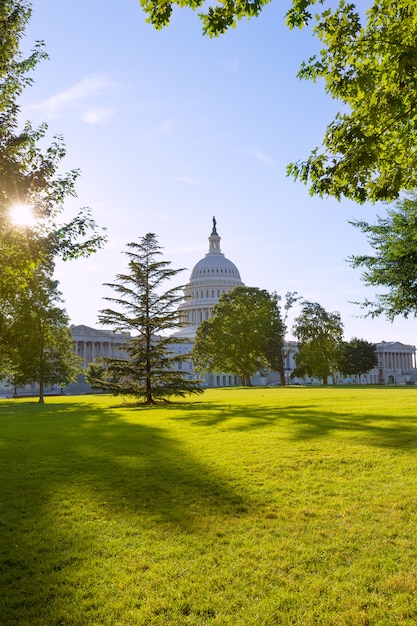 Capitolio del edificio Washington DC Sunset Garden EE.UU.