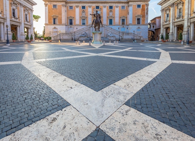 Capitolium Square Piazza del Campidoglio in Rom Italien Hergestellt von Michelangelo ist es die Heimat des Rathauses von Rom Roma