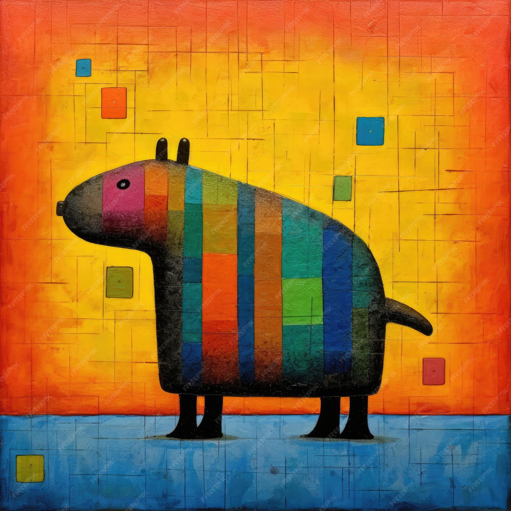 Quadro Decorativo Capivara Desenho 33x24cm - com vidro - Quadros