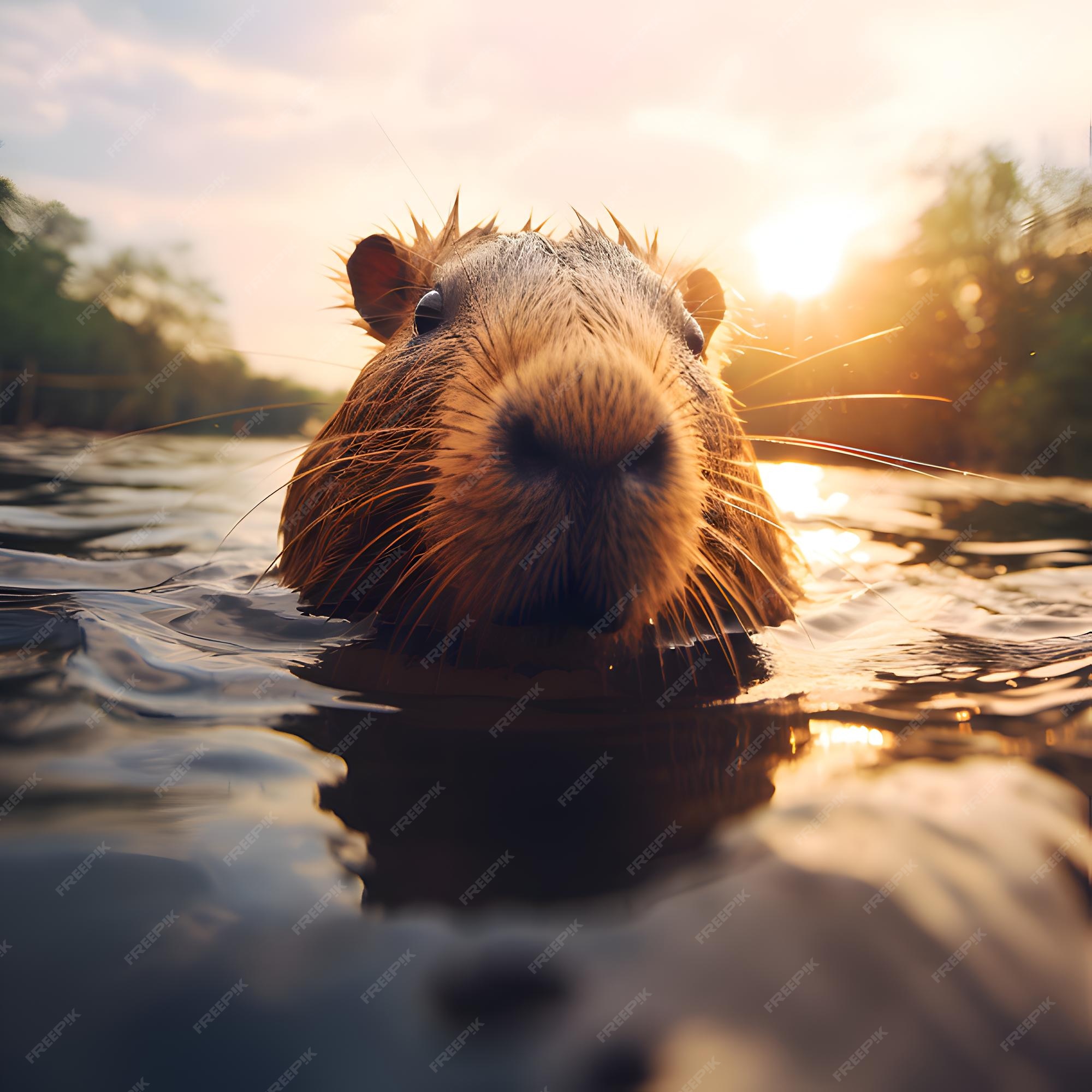 Feche realista de uma capivara bebê