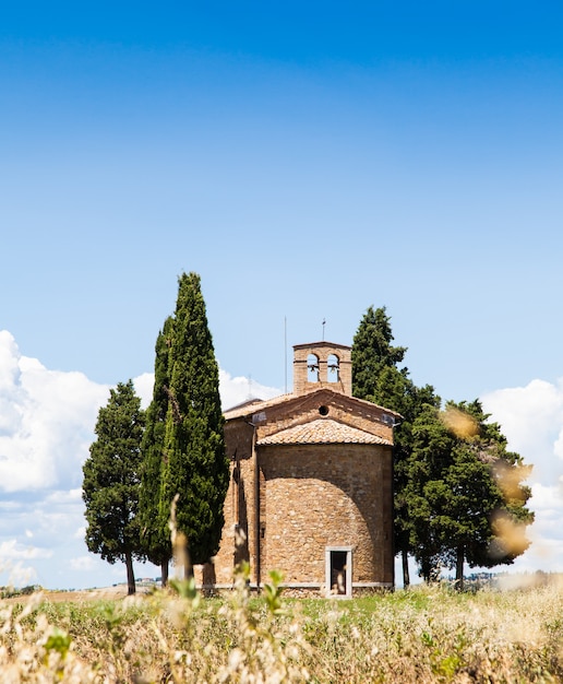 Cappella di Vitaleta (Igreja Vitaleta), Val d'Orcia, Itália. A imagem mais clássica do país toscano.