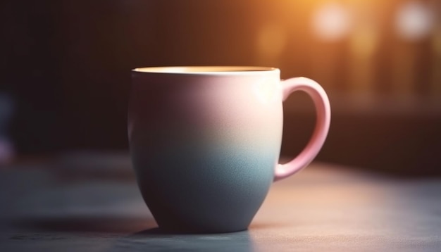 Cappuccino fresco em uma caneca de madeira perfeita para coffee break gerado por IA