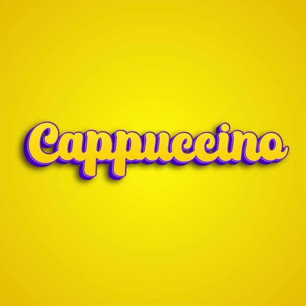 Foto cappuccino tipografía diseño 3d amarillo rosa blanco fondo foto jpg