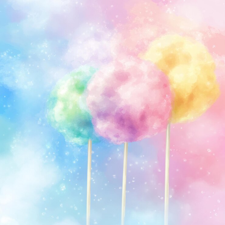 Foto el capricho del pastel de algodón caramelo el paisaje de los sueños el fondo