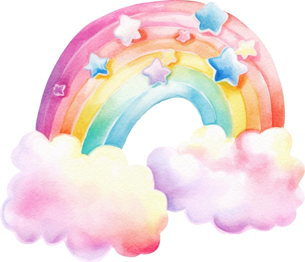 La caprichosa acuarela del arco iris aislada en blanco