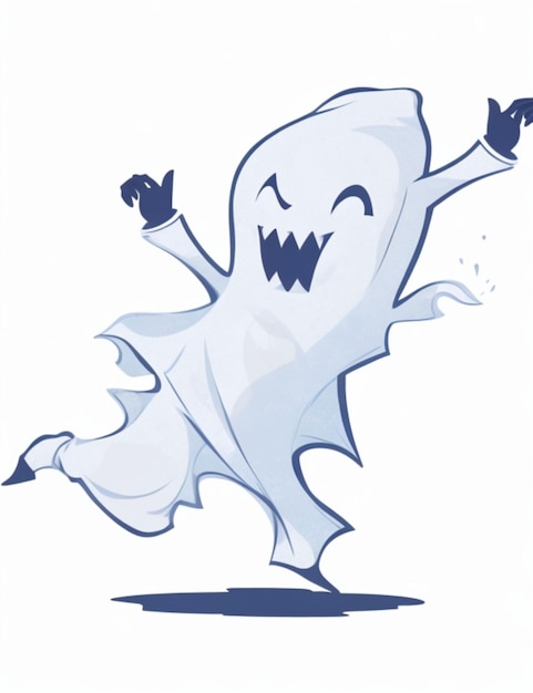 Foto una caprichosa ilustración vectorial de un fantasma travieso frotándose con un disfraz de halloween contra una estrella