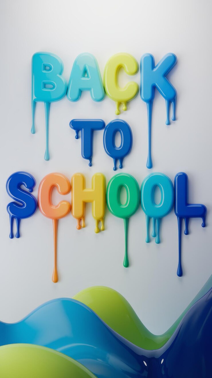 Foto la caprichosa tipografía de regreso a la escuela con efecto de goteo y fusión
