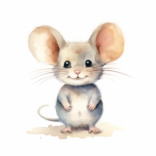 Caprichosas ilustraciones de personajes encantadores de ratón acuarela