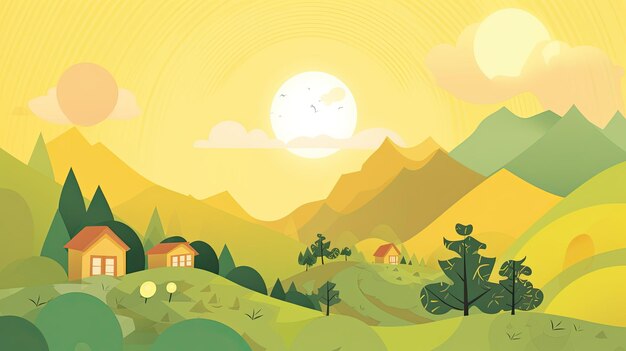 Caprichoso paisaje de verano Una ilustración única inspirada en la naturaleza para papel tapiz o fondo