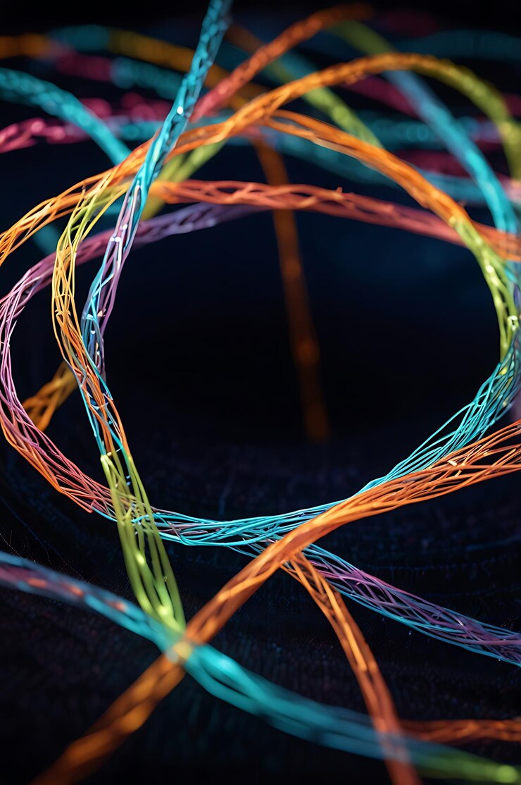 Foto los caprichosos hilos de spline enredados con formas de estrellas brillantes