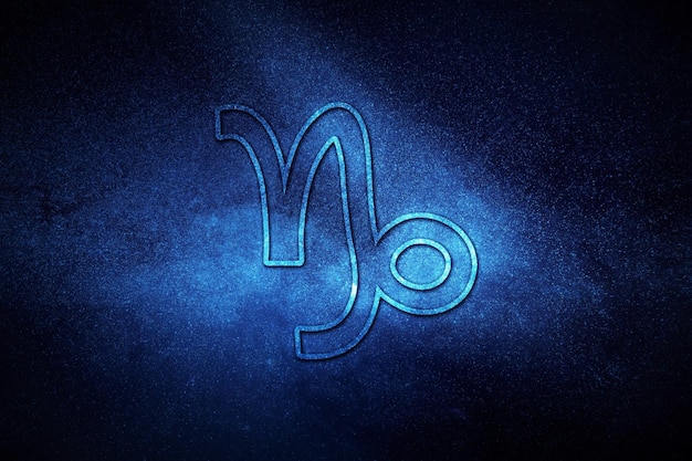 Foto capricórnio signo do zodíaco, céu noturno, horóscopo astrologia fundo, capricórnio símbolo do horóscopo, horóscopo azul