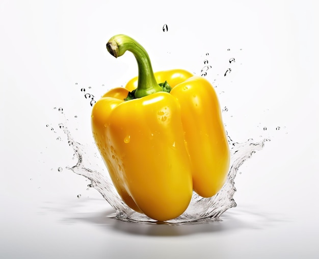 Capsicum amarillo aislado sobre un fondo blanco