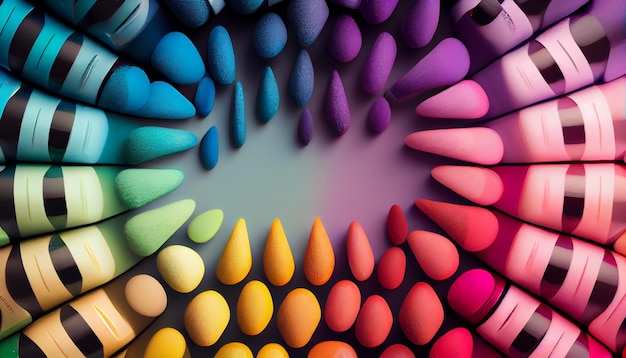 Cápsula de forma multicolorida abstrata com IA generativa de decoração de cores vibrantes