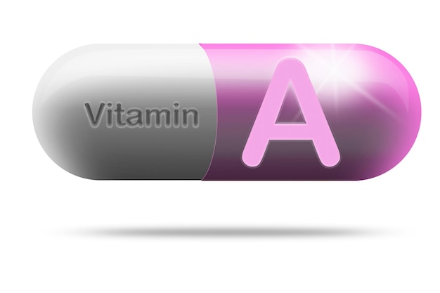 Cápsula de medicamento vitamina A para conceito de suplemento dietético