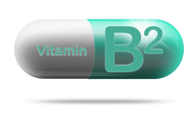 Cápsula de medicamento vitamina B2 para conceito de suplemento dietético