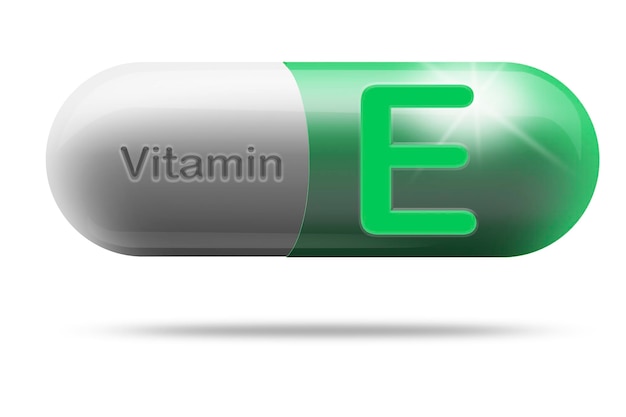 Cápsula de medicamento vitamina E para conceito de suplemento dietético